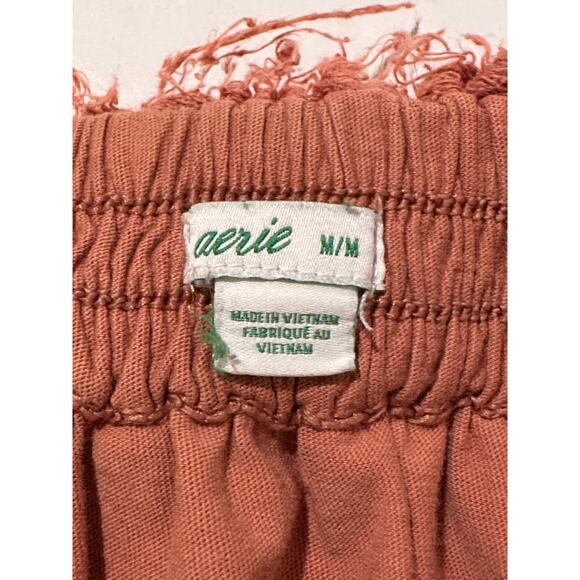 Aerie Weekend Ruffle Orange Rust Tiered Mini Sweat Skirt Medium Raw Edge - Picture 6 of 7